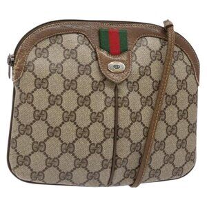 Authentic GUCCI GG Supreme Web Sherry Line Bag PVC Beige Gold 98 02 047